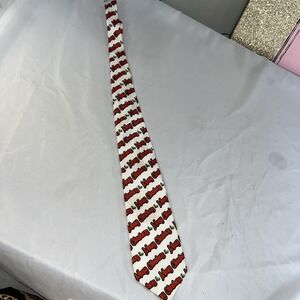 Keith Daniels Silk Tie Necktie Red w/Holly and ‎ Merry Christmas Handmade412